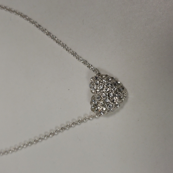 Heart Pendant Necklace – Sterling Silver Overlay - Sparkling Swarovski Crystal - Picture 9 of 12